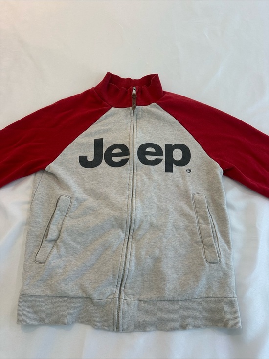 Jeep Jackets & Blazers - Jeep Red Collar Gray Interior Zip Jacket